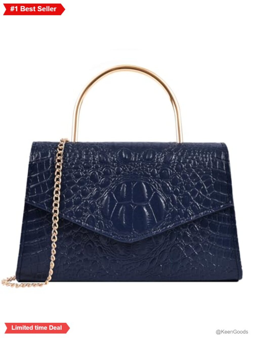 Vegan Leather Evening Bag Clutch Purse with Chain Strap
